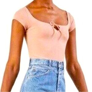 Refimormation Loren Ribbed Bodysuit Medium Blush Pink